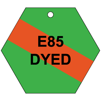E85 Dyed, CPPI Tag, Hexagon, Aluminum, English, 50/Pack - ICC USA