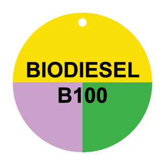 Biodiesel B100, CPPI Tag, Circle, Aluminum, English, 50/Pack - ICC USA